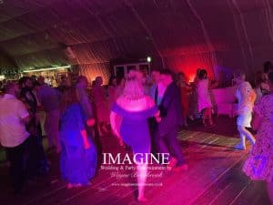 Alice & Dan's evening reception at Bedingham's Farm